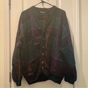 Grandpa sweater vintage plaid loose fitting